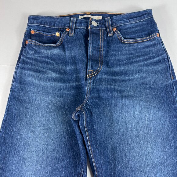 Levi's Jean Women 28x27* Big E Wedgie Skinny Crop Dark Blue Stretch Denim Tag 27 - Picture 2 of 16